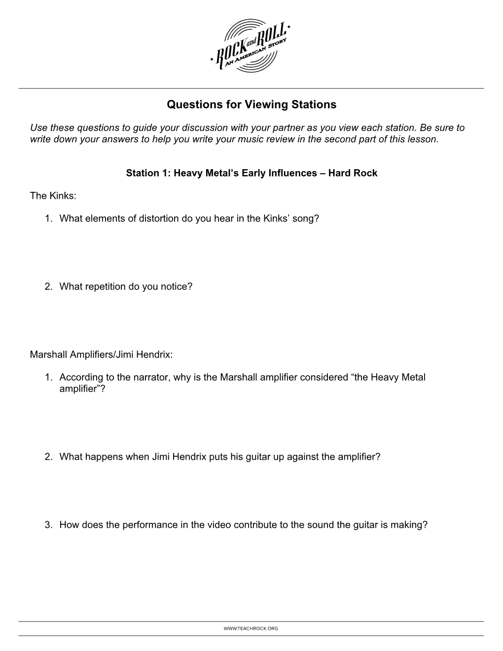 Questions for Viewing Stations