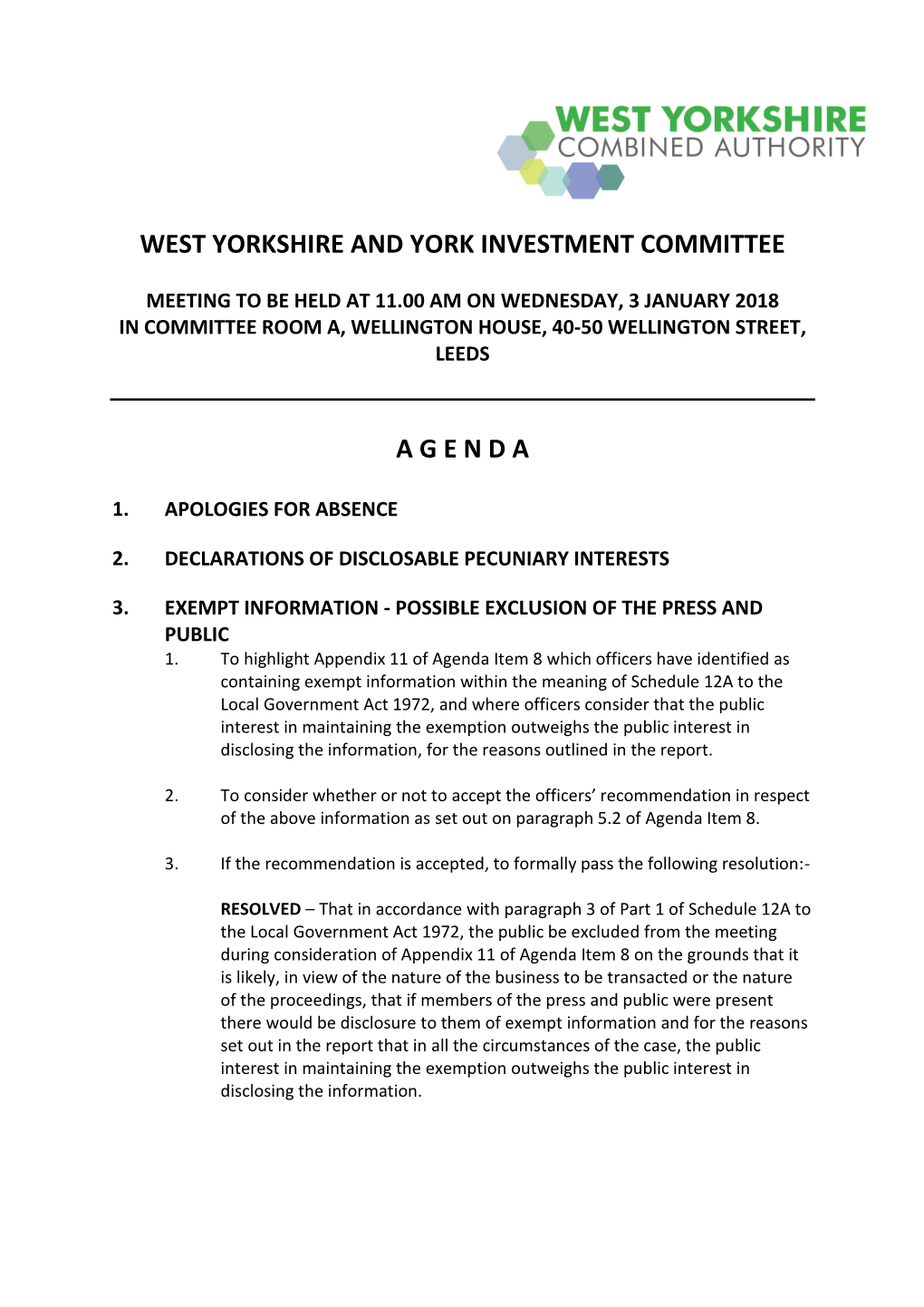 (Public Pack)Agenda Document for West Yorkshire and York