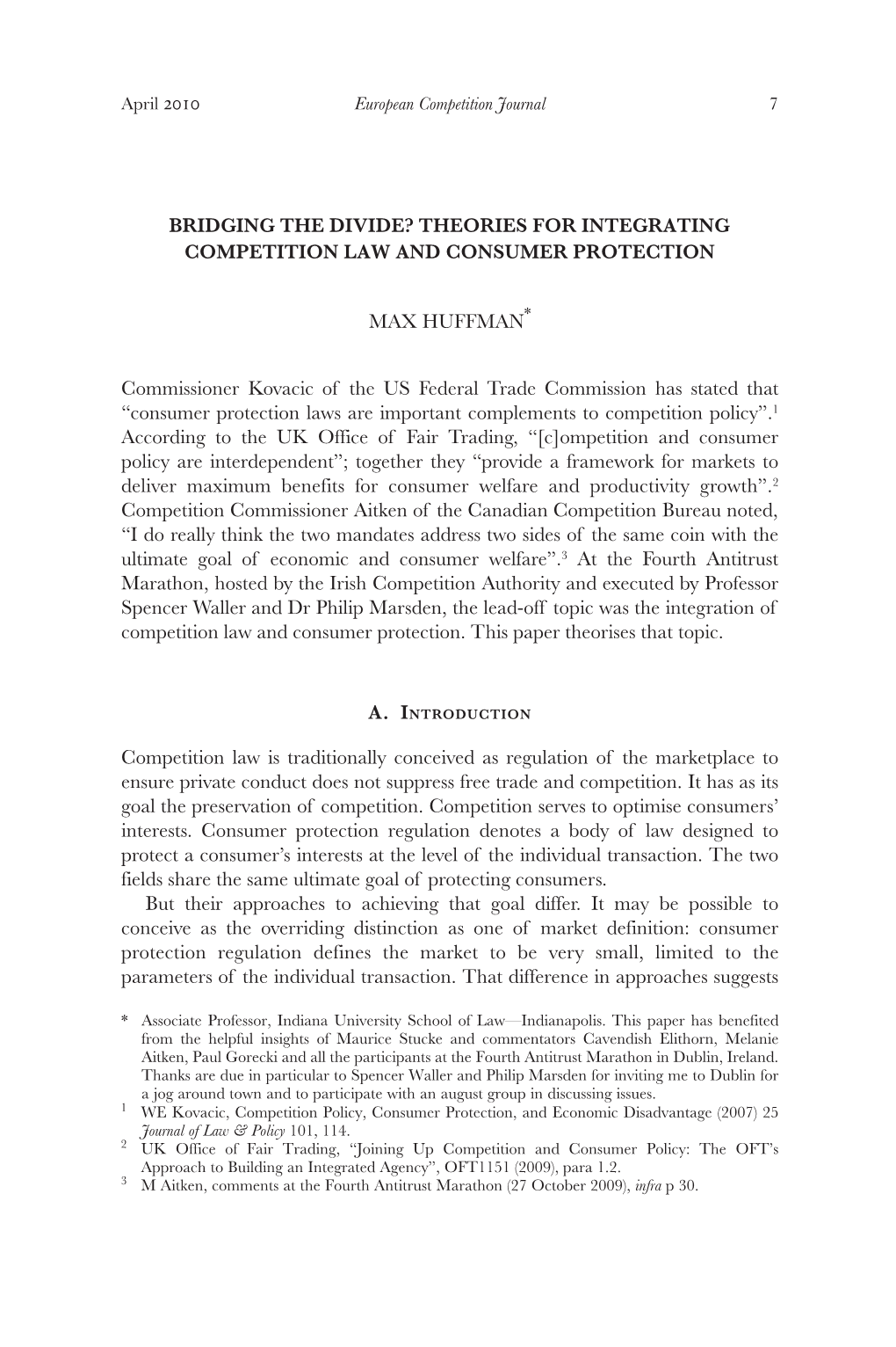 Theories for Integrating Competition Law and Consumer Protection