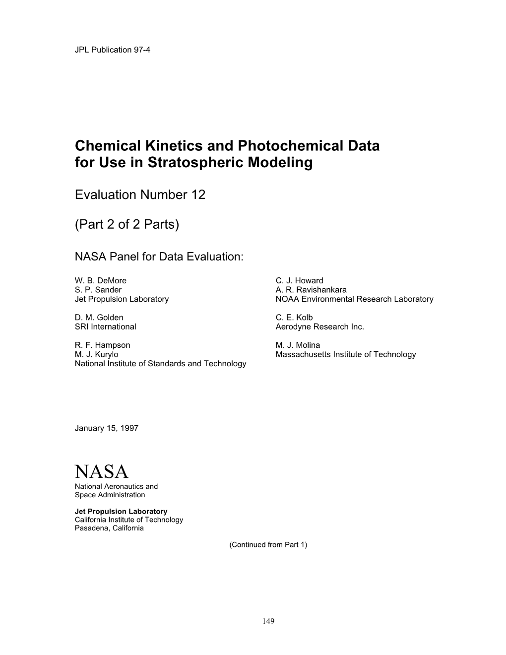 Chemical Kinetics and Photochemical Data