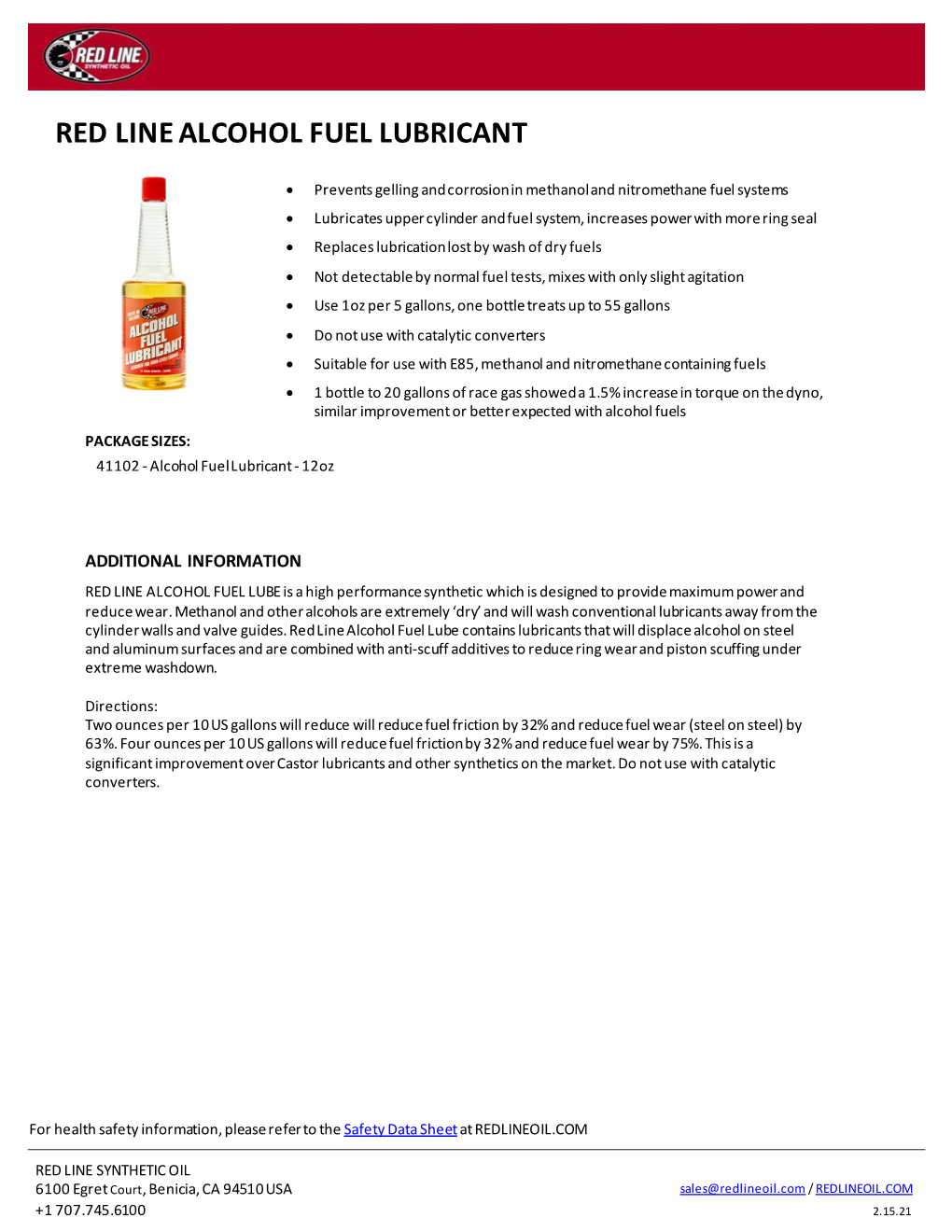 Red Line Alcohol Fuel Lubricant