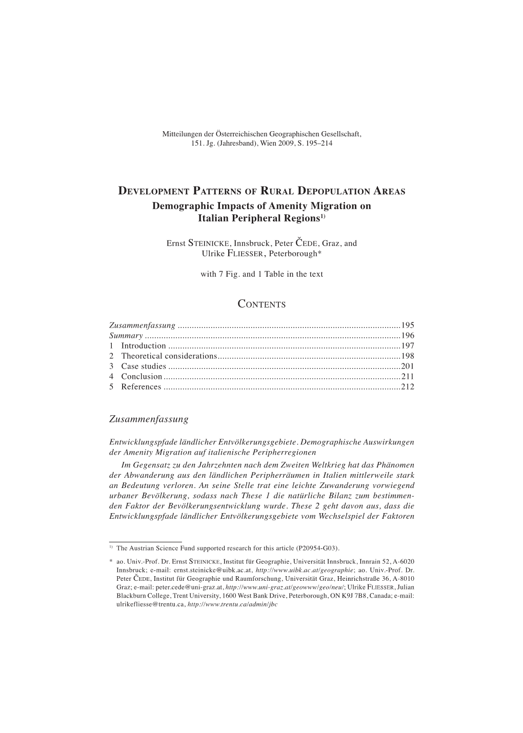 Demographic Impacts of Amenity Migration on Italian Peripheral Regions1)