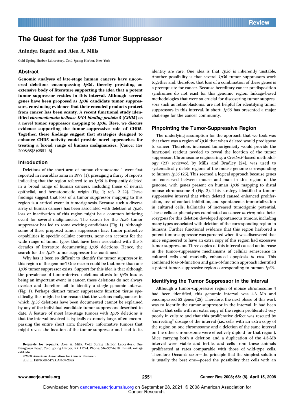 The Quest for the 1P36 Tumor Suppressor