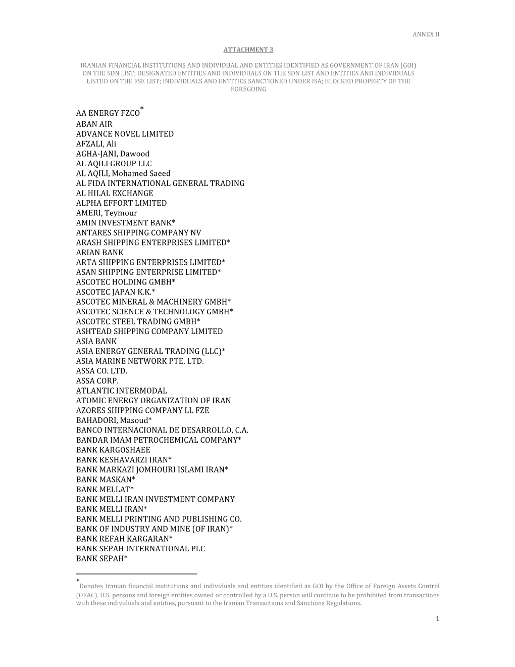 2.1. Annex II Attachements