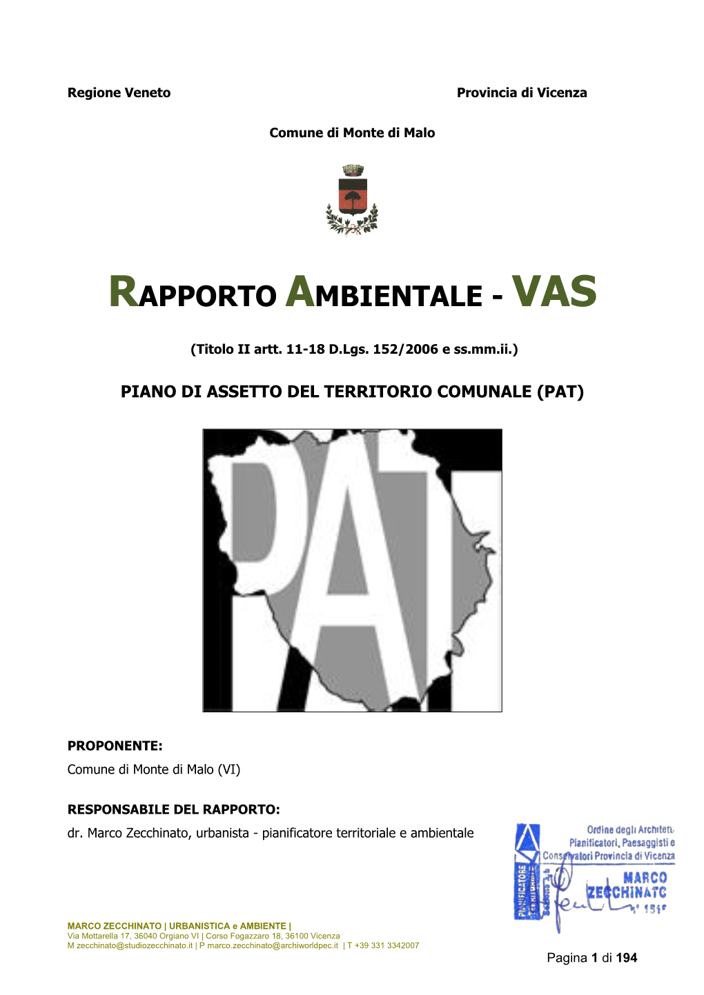 Rapporto Ambientale - Vas