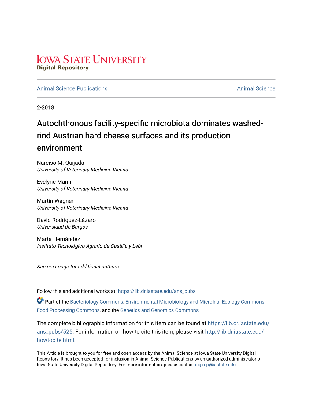 Rind Austrian Hard Cheese Surfaces and Its Production Environment