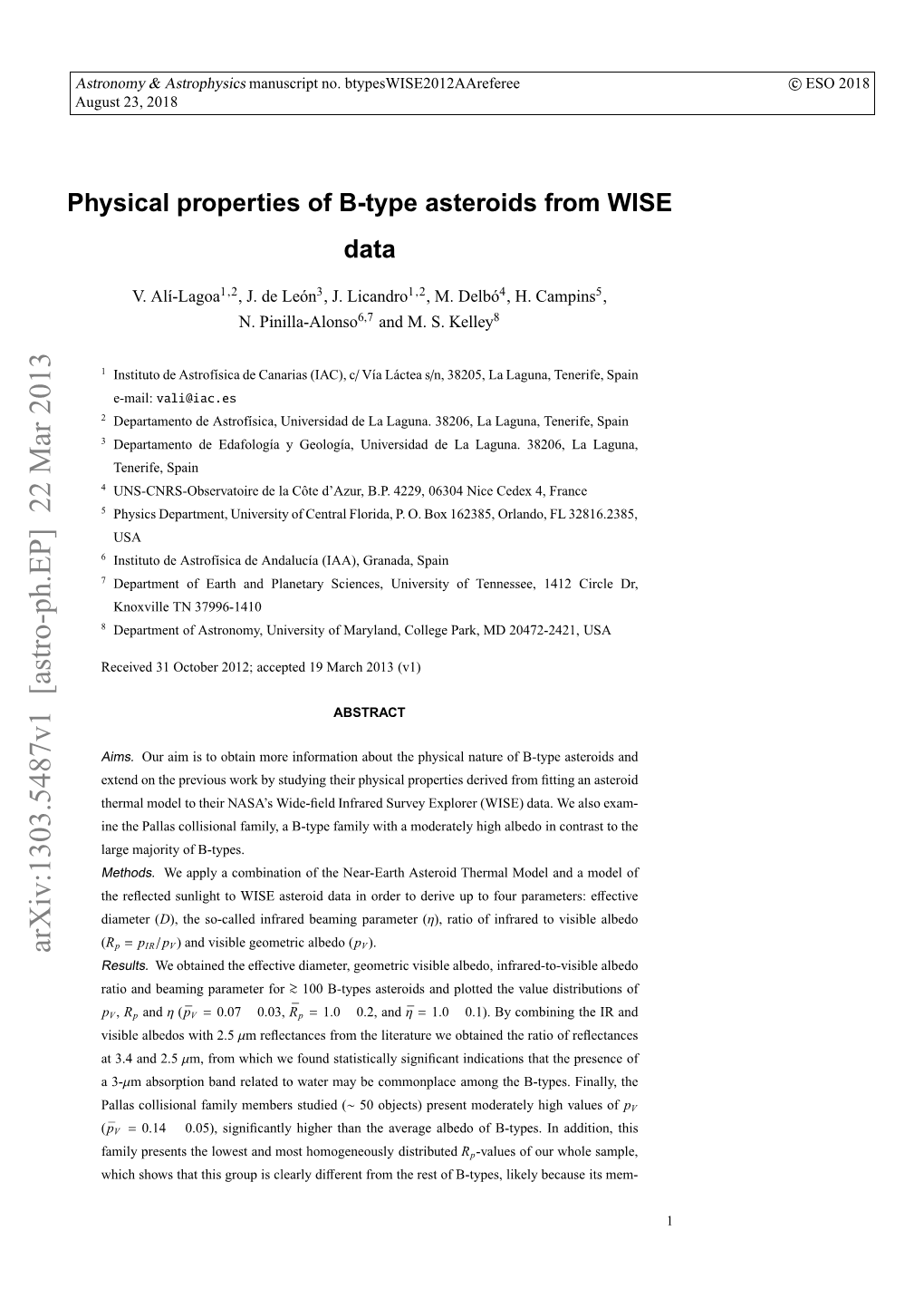 Physical Properties of B-Type Asteroids from WISE Data