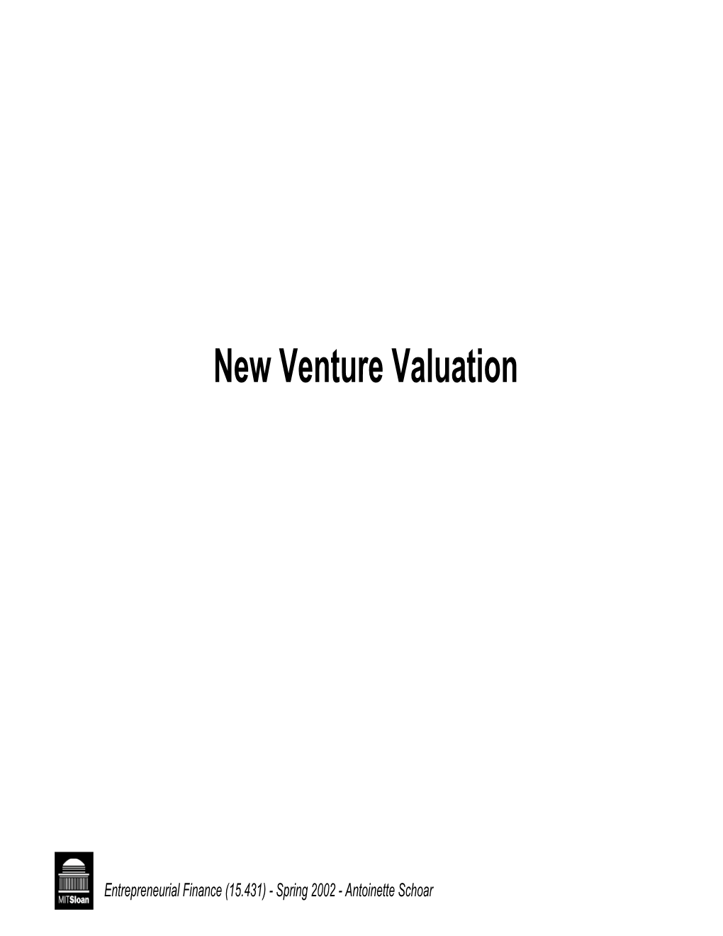 New Venture Valuation