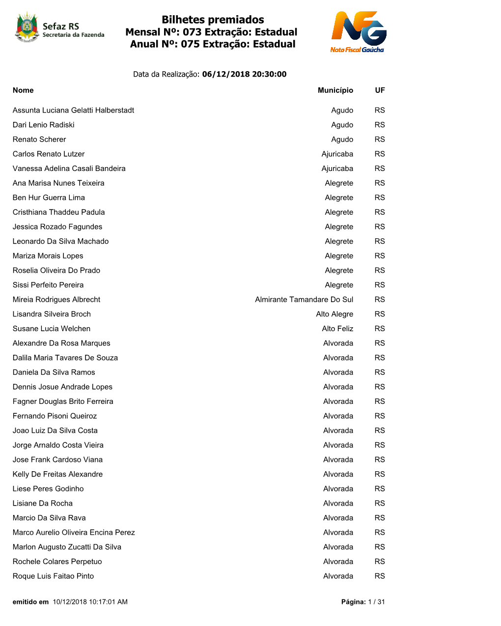 Bilhetes Premiados 0HQVDO1ž073([WudomrEstadual $QXDO1ž075([WudomrEstadual