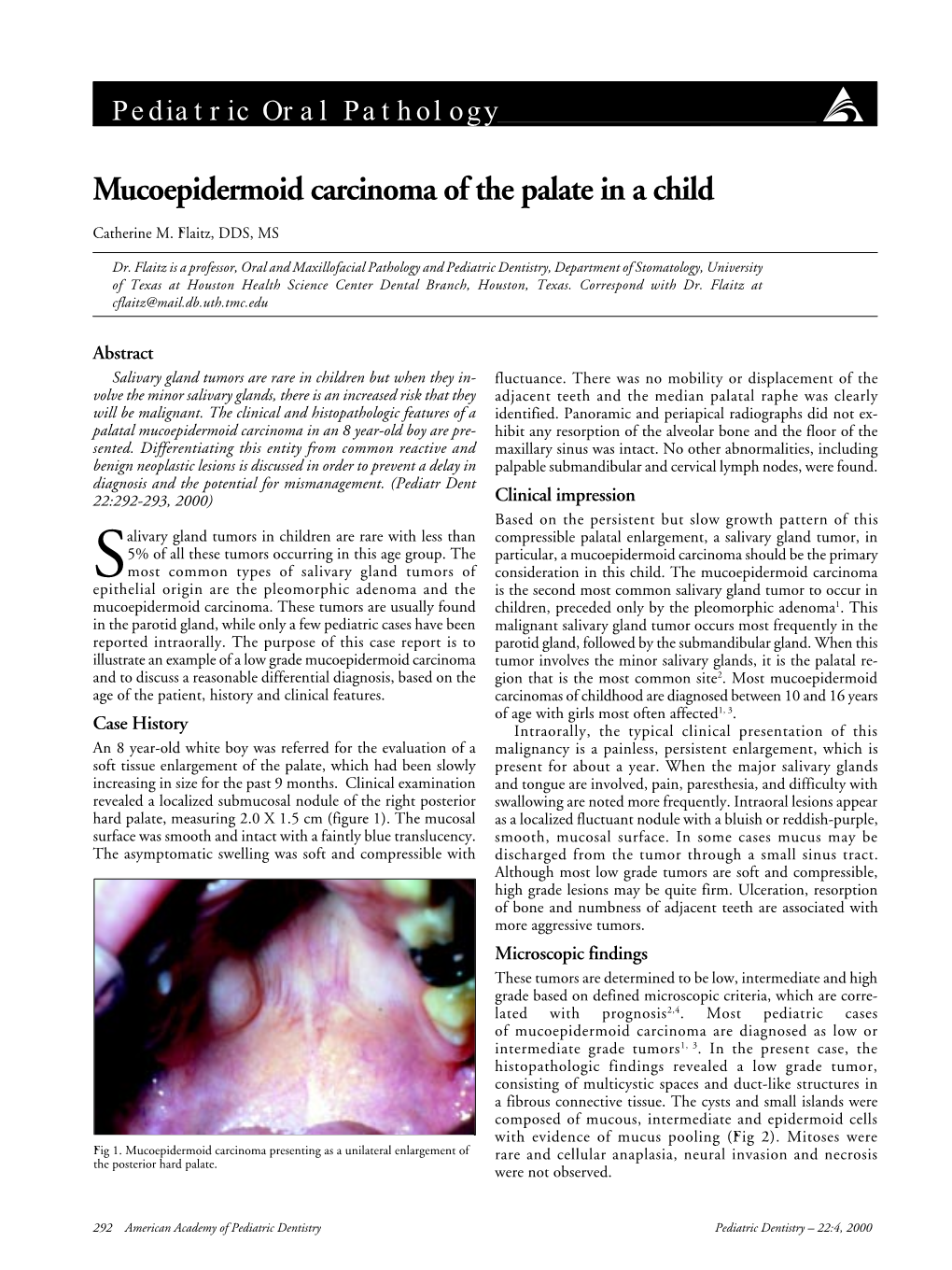 Mucoepidermoid Carcinoma of the Palate in a Child