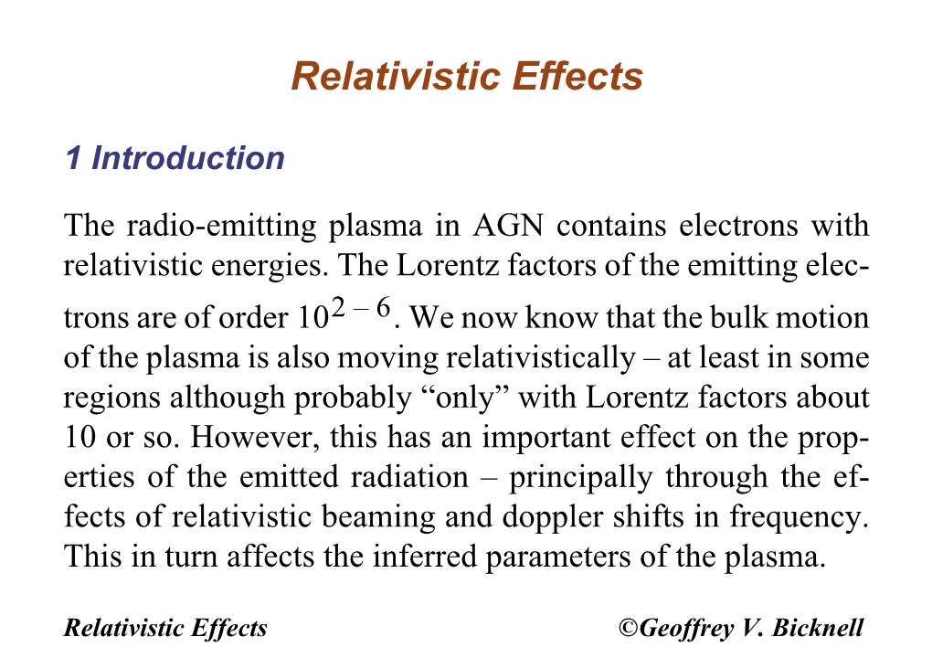 Relativistic Effects