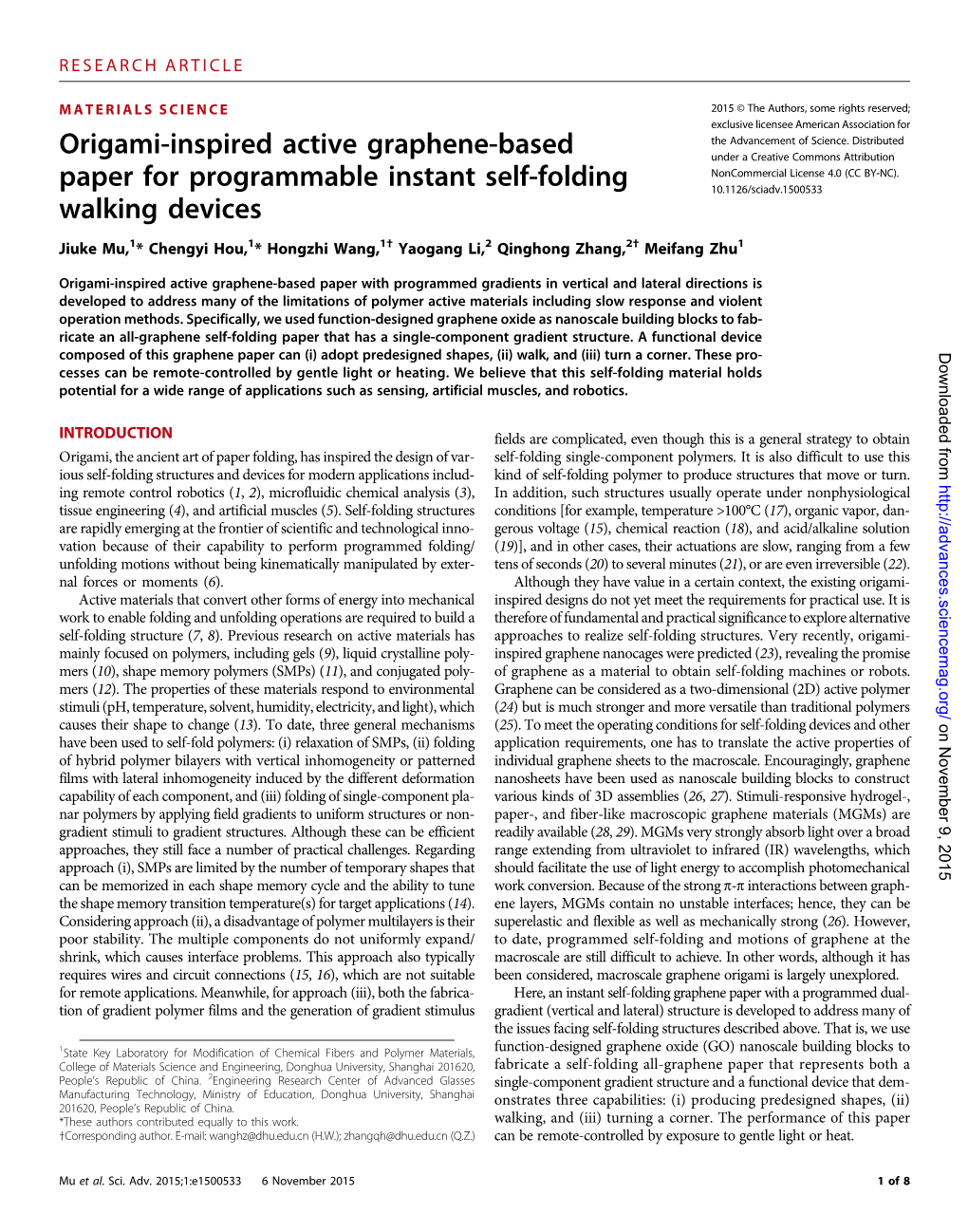 Origami-Inspired Active Graphene-Based Paper For