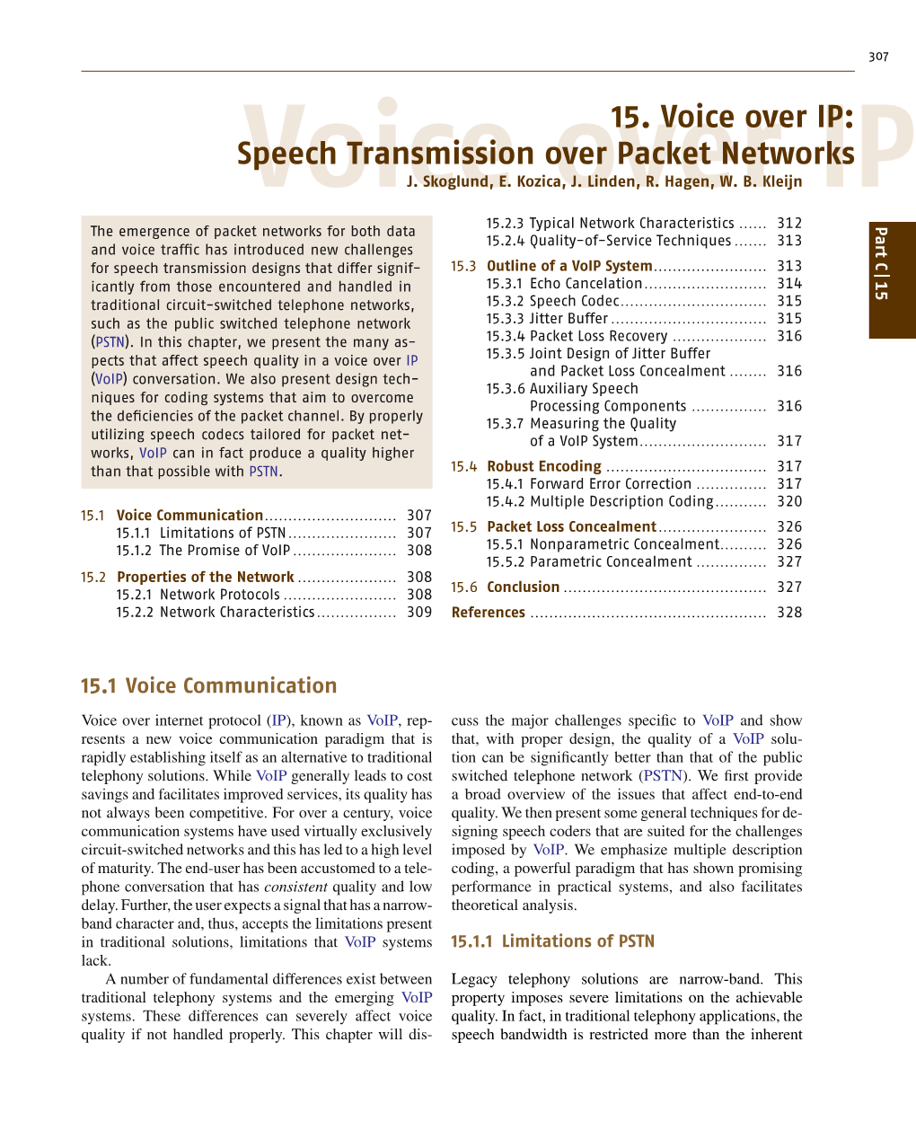 15. Voice Over IP: Speech Transmission Over Packet Networks Voicej