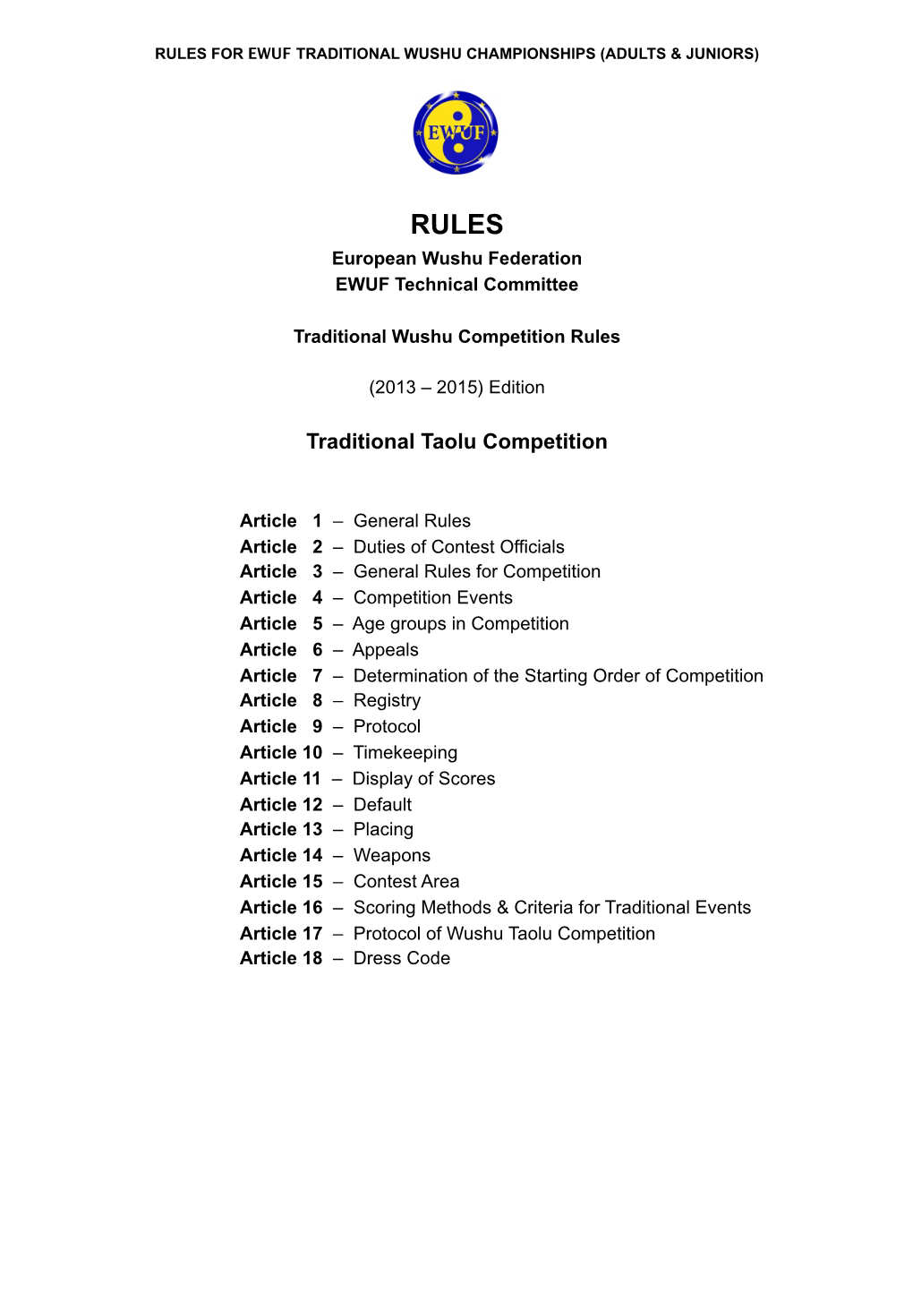 Ewuf Rule Traditional-2015