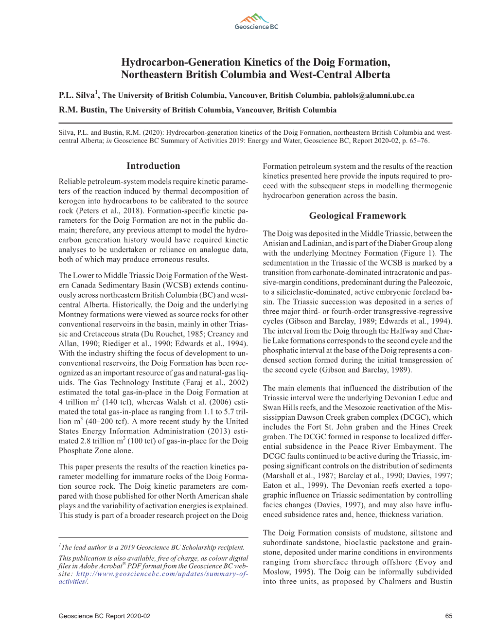 Hydrocarbon-Generation Kinetics of the Doig Formation, Northeastern British Columbia and West-Central Alberta