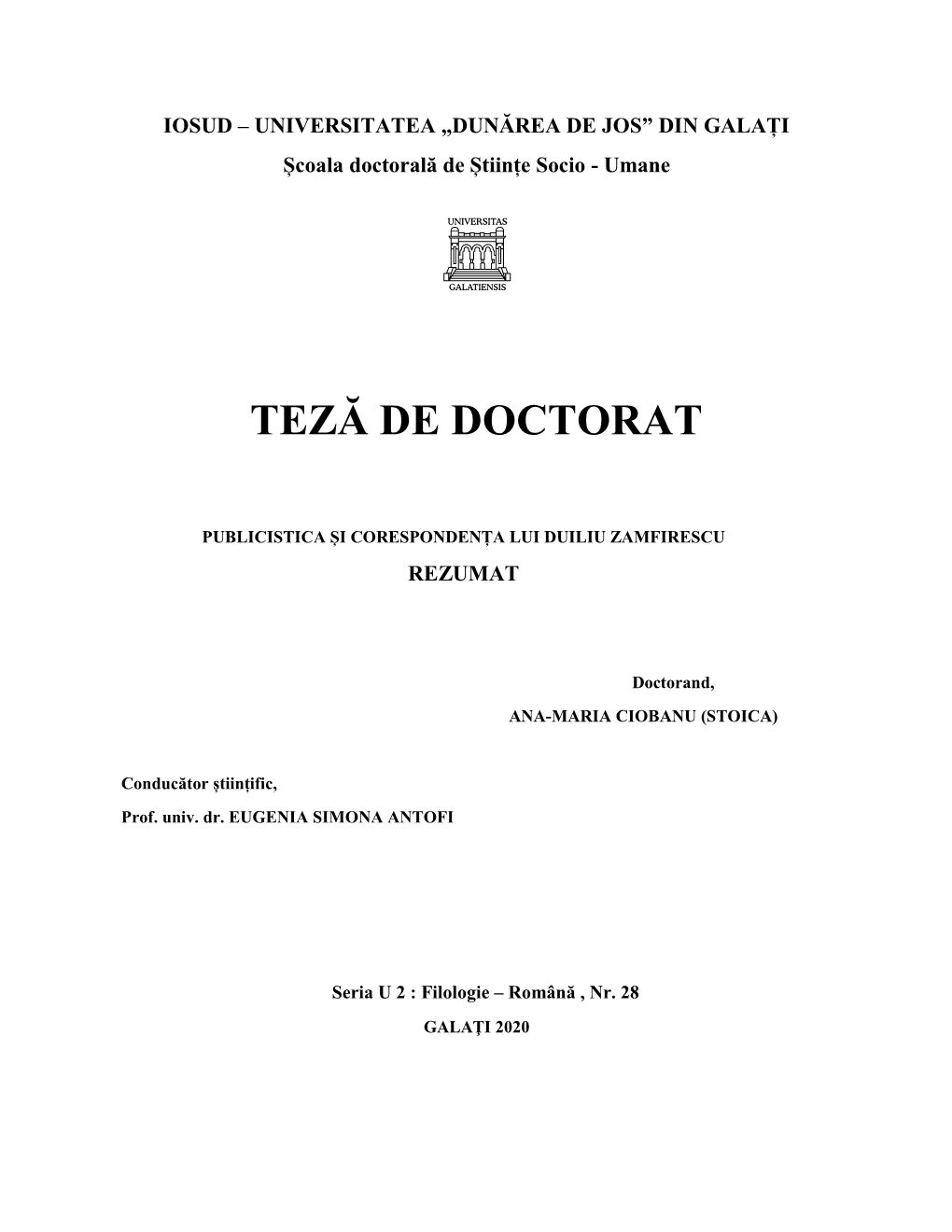 Teză De Doctorat