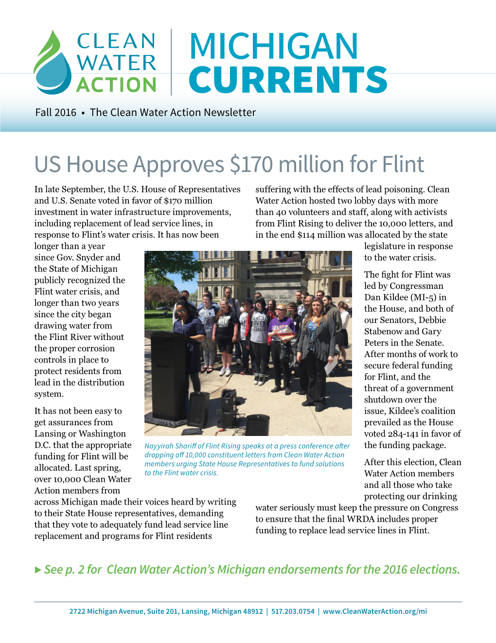 Michigan Currents Fall 2016 • the Clean Water Action Newsletter