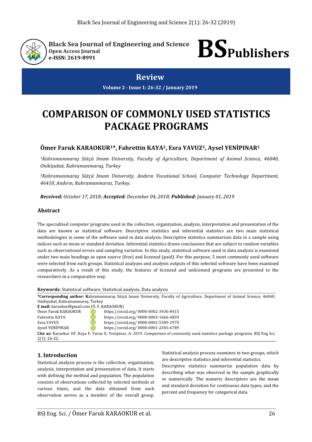 Comparison of Commonly Used Statistics Package Programs
