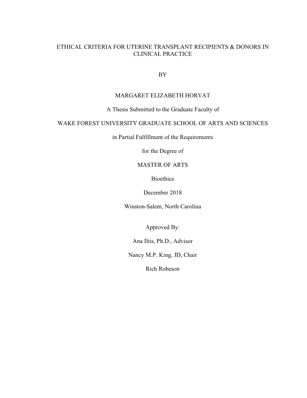 Ethical Criteria for Uterine Transplant Recipients & Donors in Clinical Practice