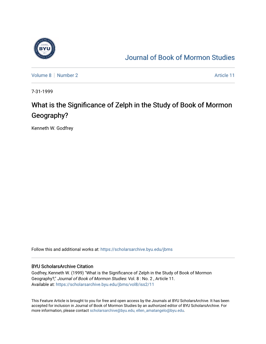 What Is the Significance of Zelph in the Study of Book of Mormon Geography?