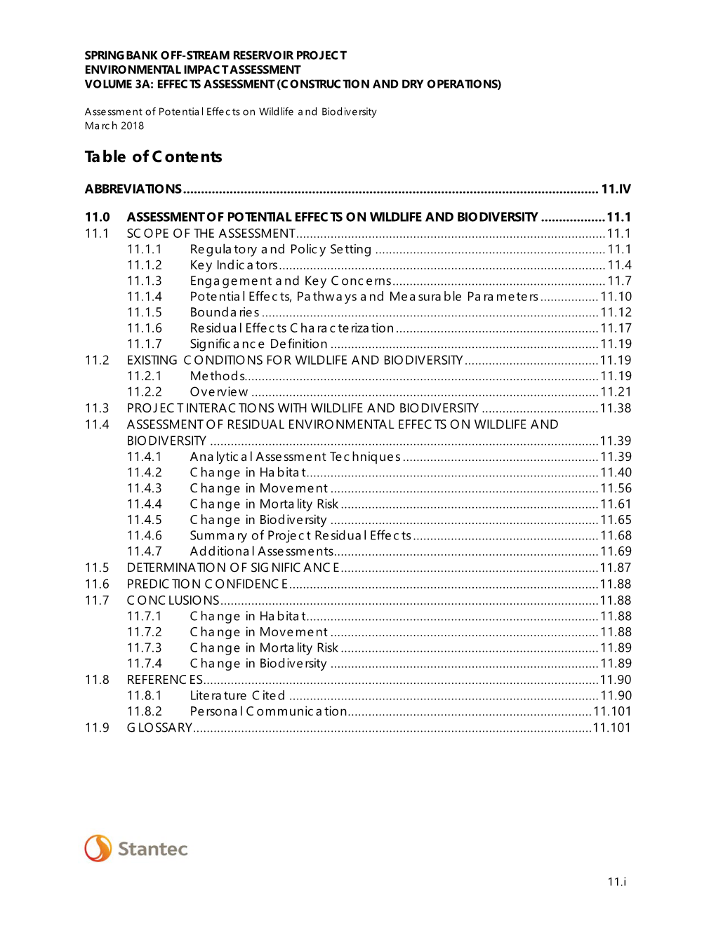 Volume 3A: Effects Assessment (Construction and Dry Operations)