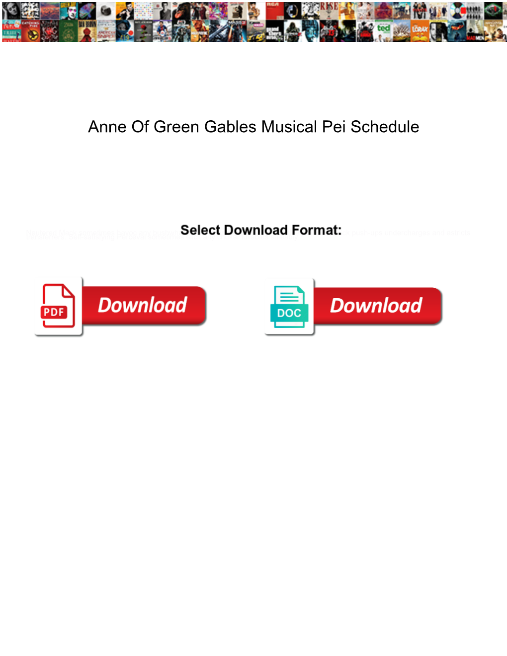 Anne of Green Gables Musical Pei Schedule