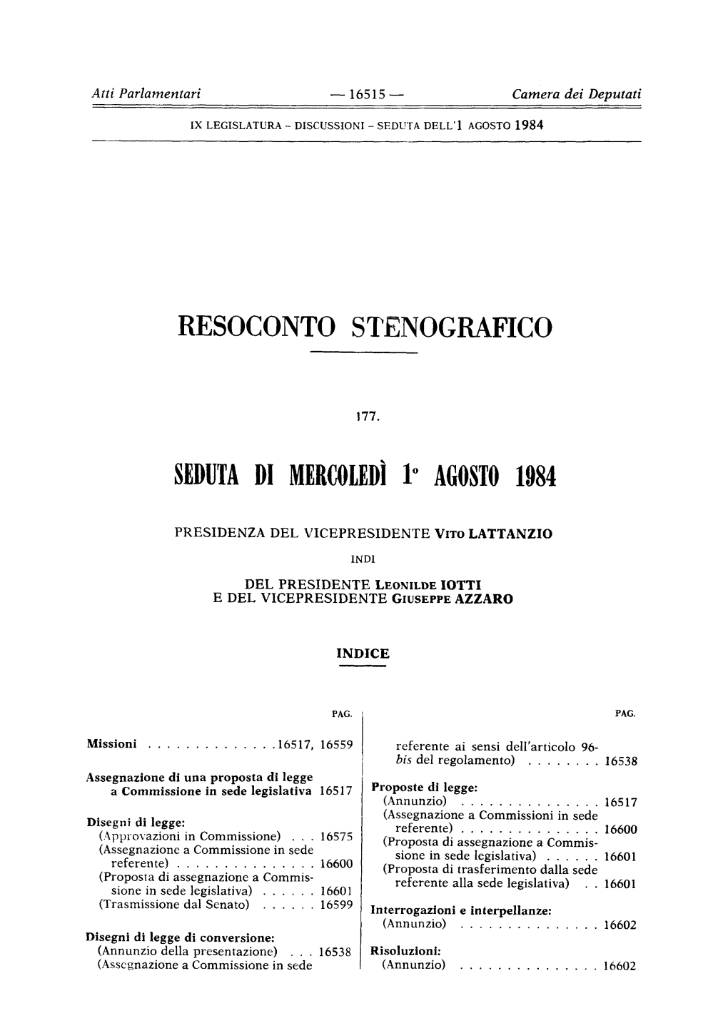 Resoconto Stenografic O Seduta Di Mercoledì 1