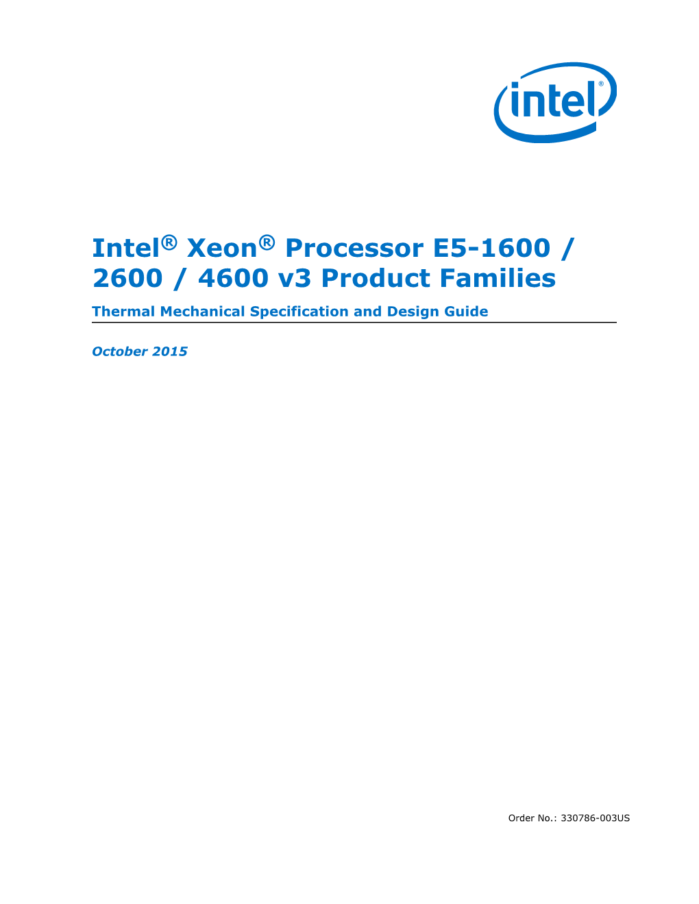 Intel® Xeon® Processor E5 V3 Family Thermal Guide