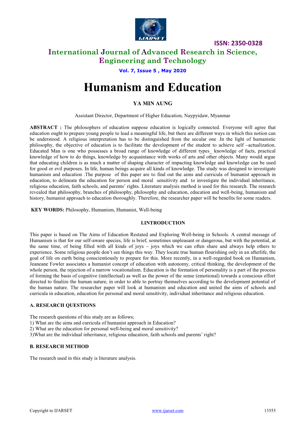 Humanism and Education