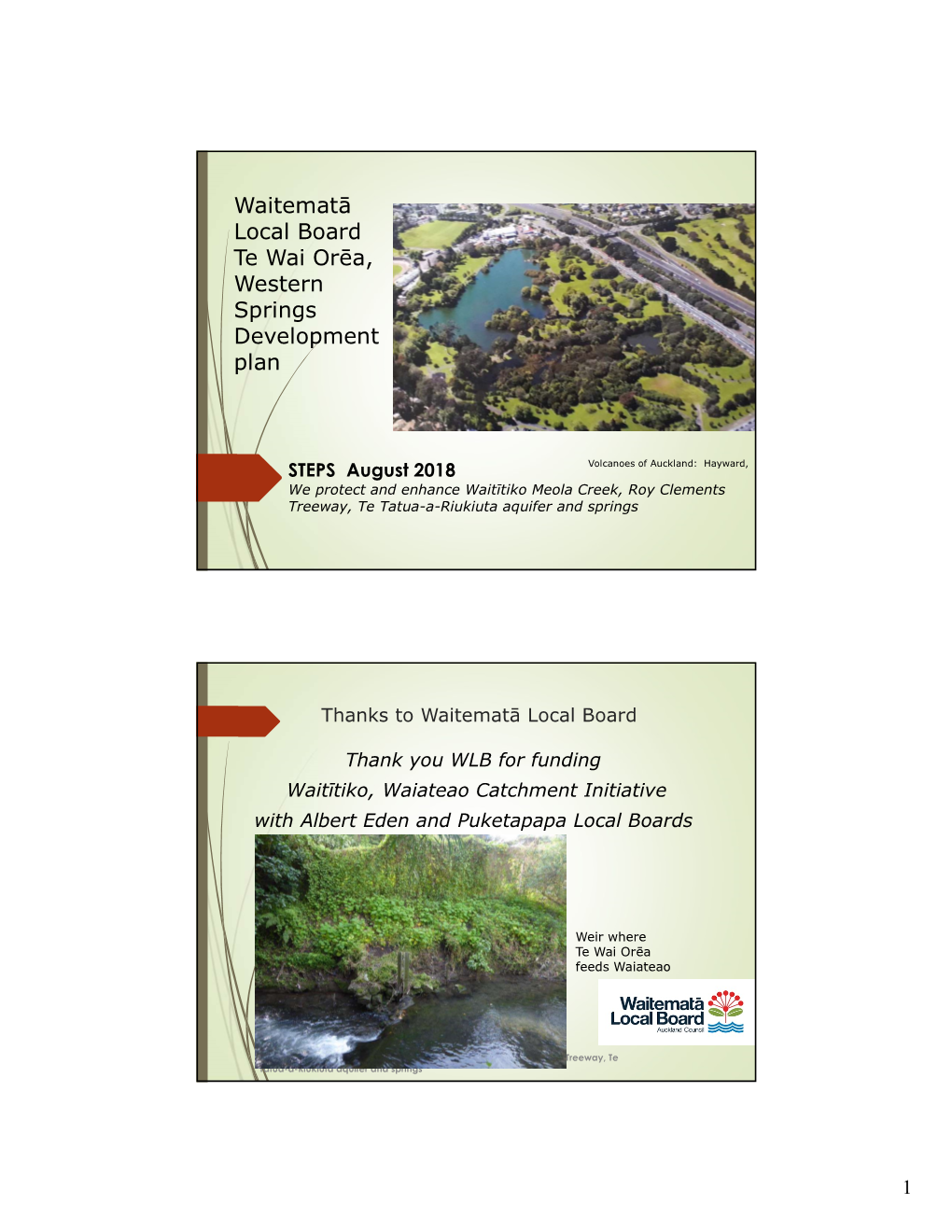 Waitematā Local Board Te Wai Orēa, Western Springs Development Plan