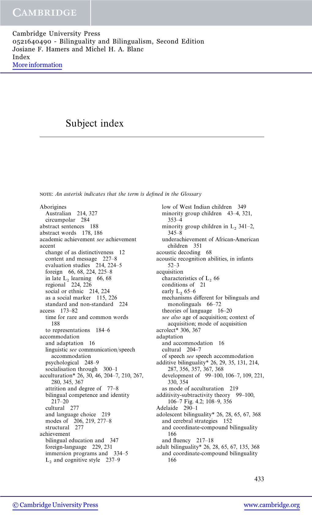 Subject Index