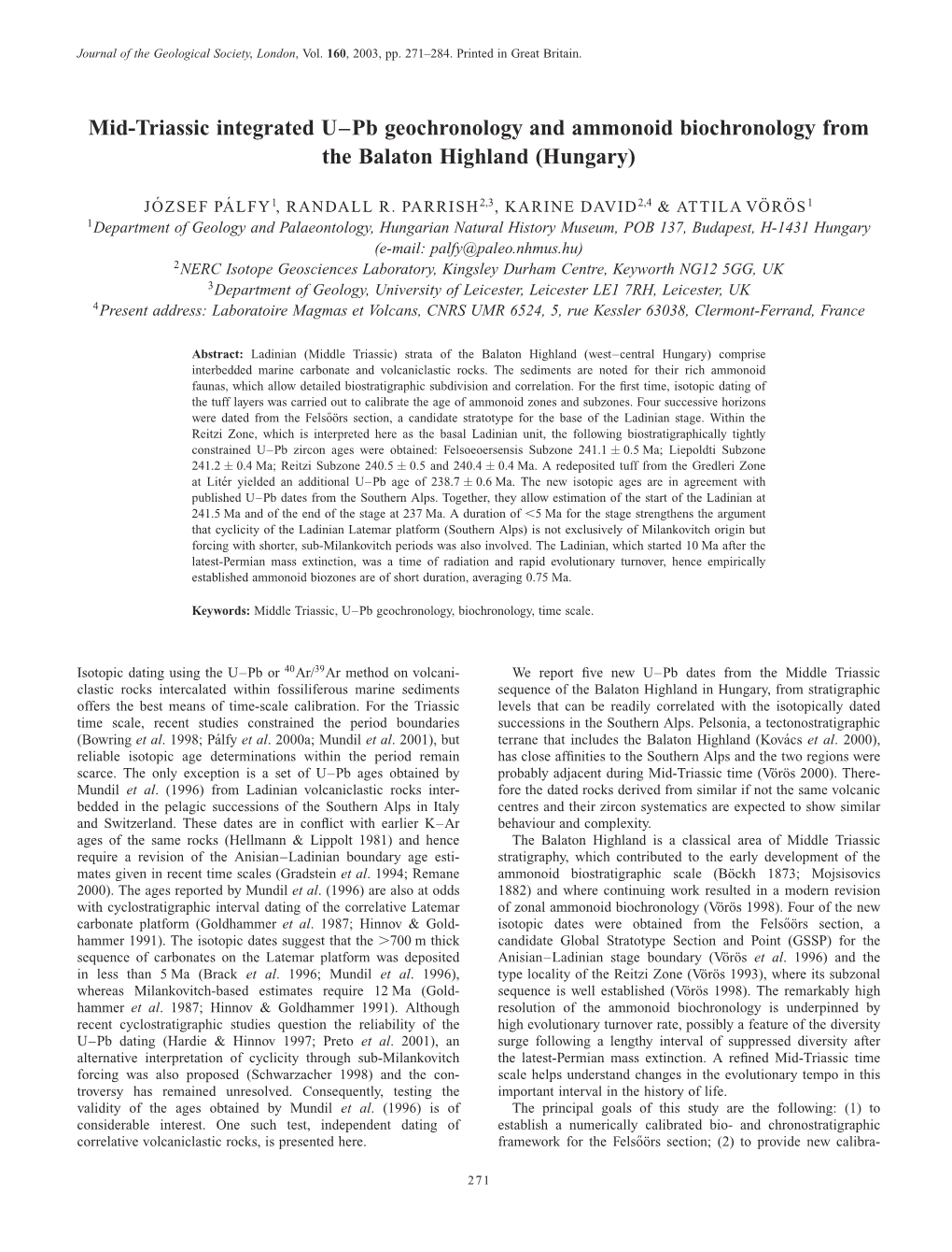 Mid-Triassic Integrated U–Pb Geochronology and Ammonoid Biochronology from the Balaton Highland (Hungary)