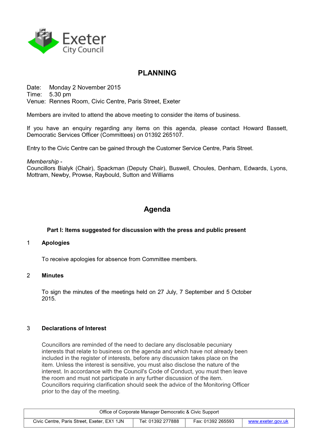 Agenda Document for Planning Committee, 02/11/2015 17:30