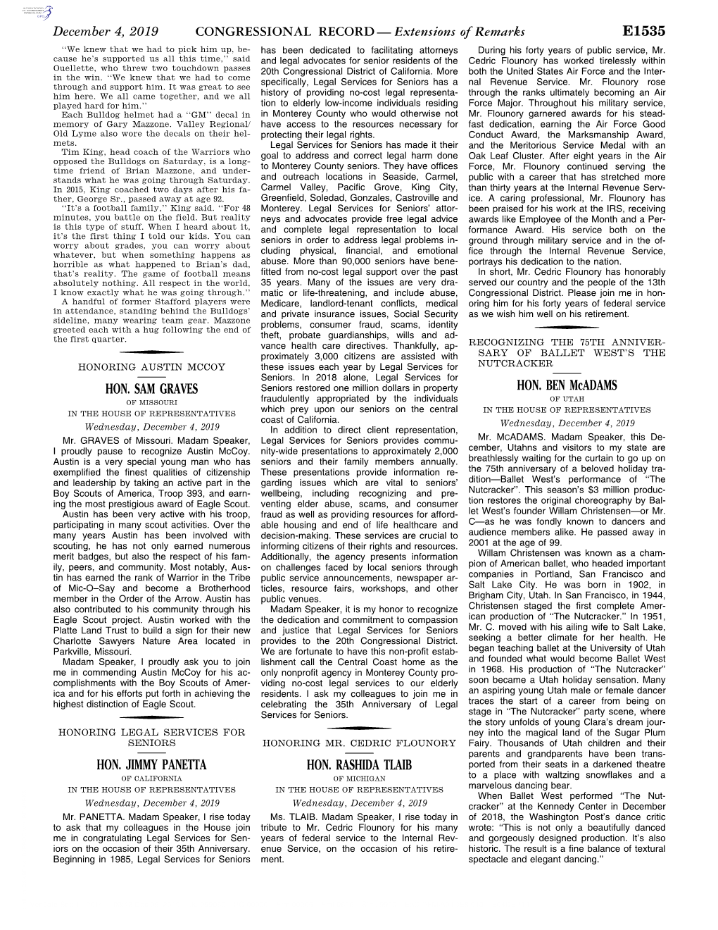 CONGRESSIONAL RECORD— Extensions of Remarks E1535 HON