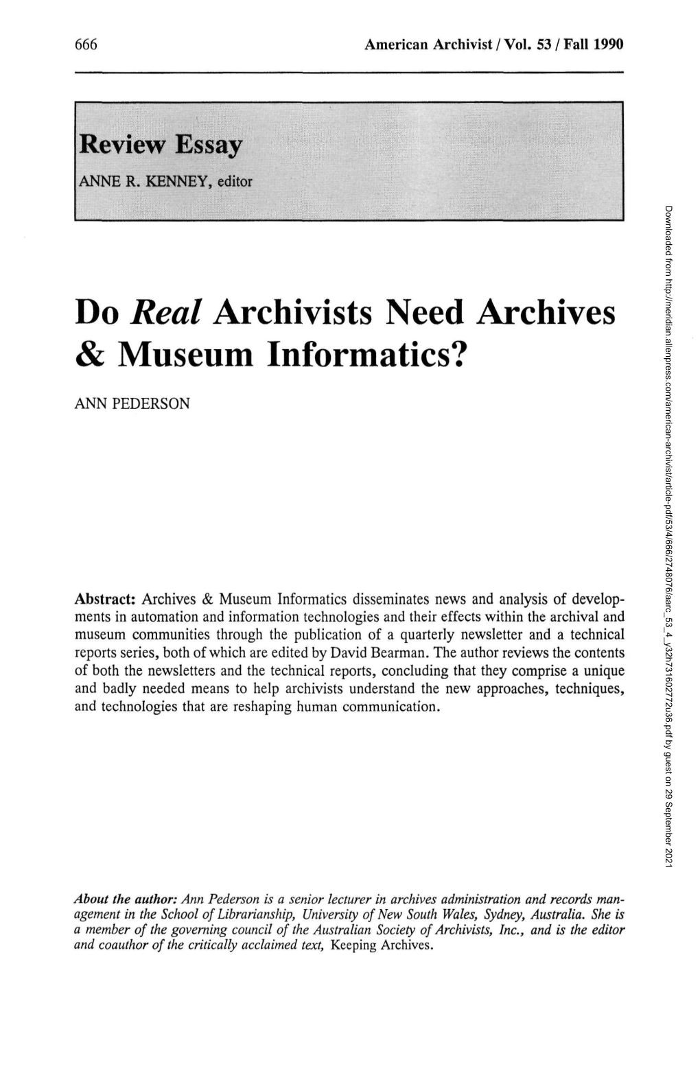 Do Real Archivists Need Archives & Museum Informatics?