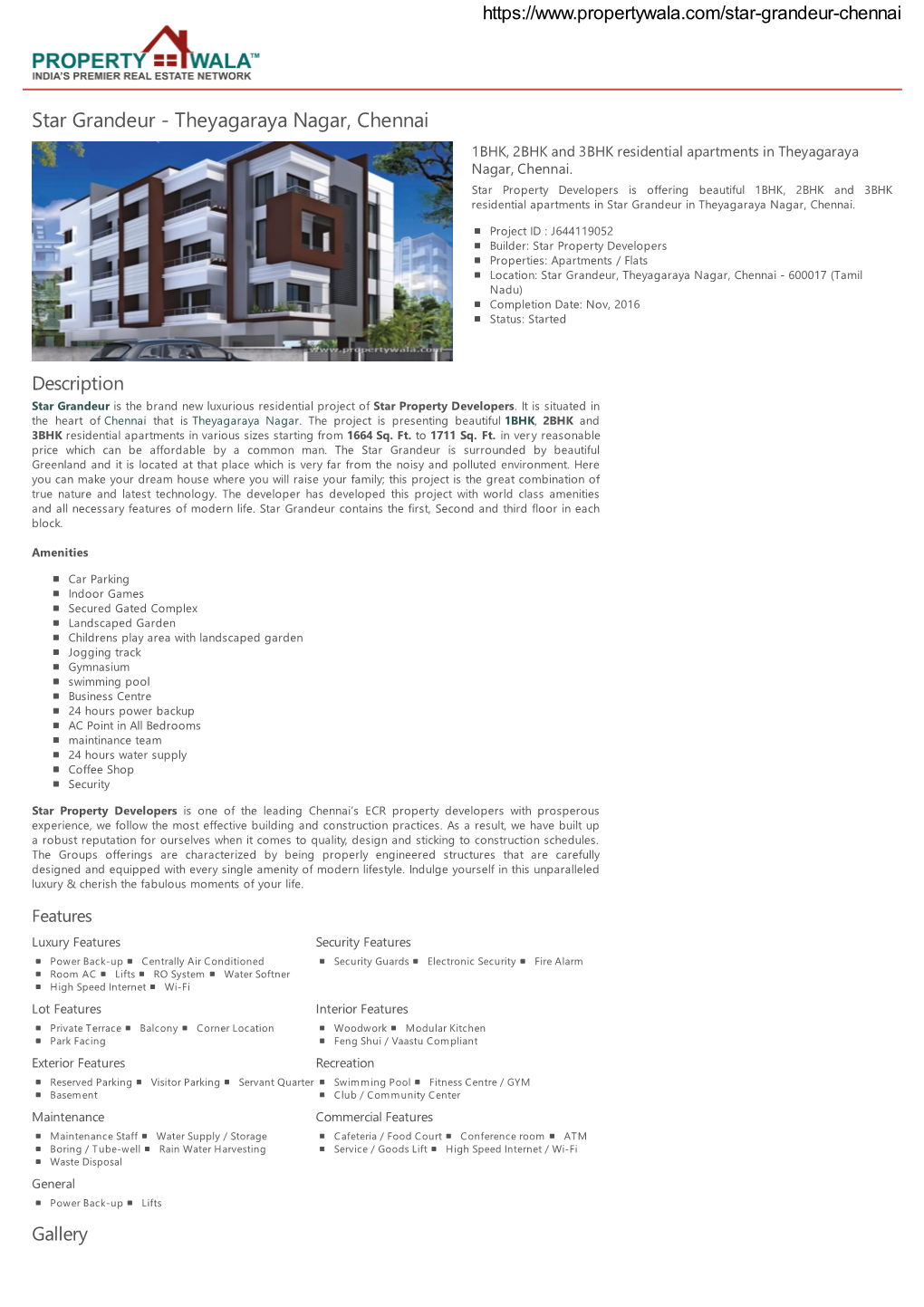 Star Grandeur - Theyagaraya Nagar, Chennai 1BHK, 2BHK and 3BHK Residential Apartments in Theyagaraya Nagar, Chennai