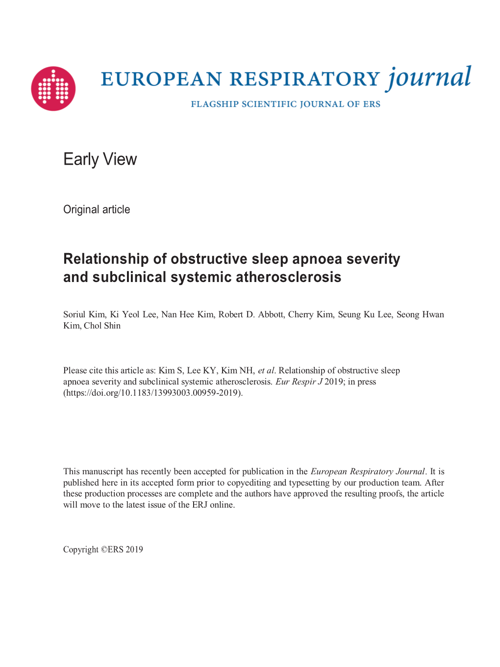 Relationship of Obstructive Sleep Apnoea Severity and Subclinical Systemic Atherosclerosis