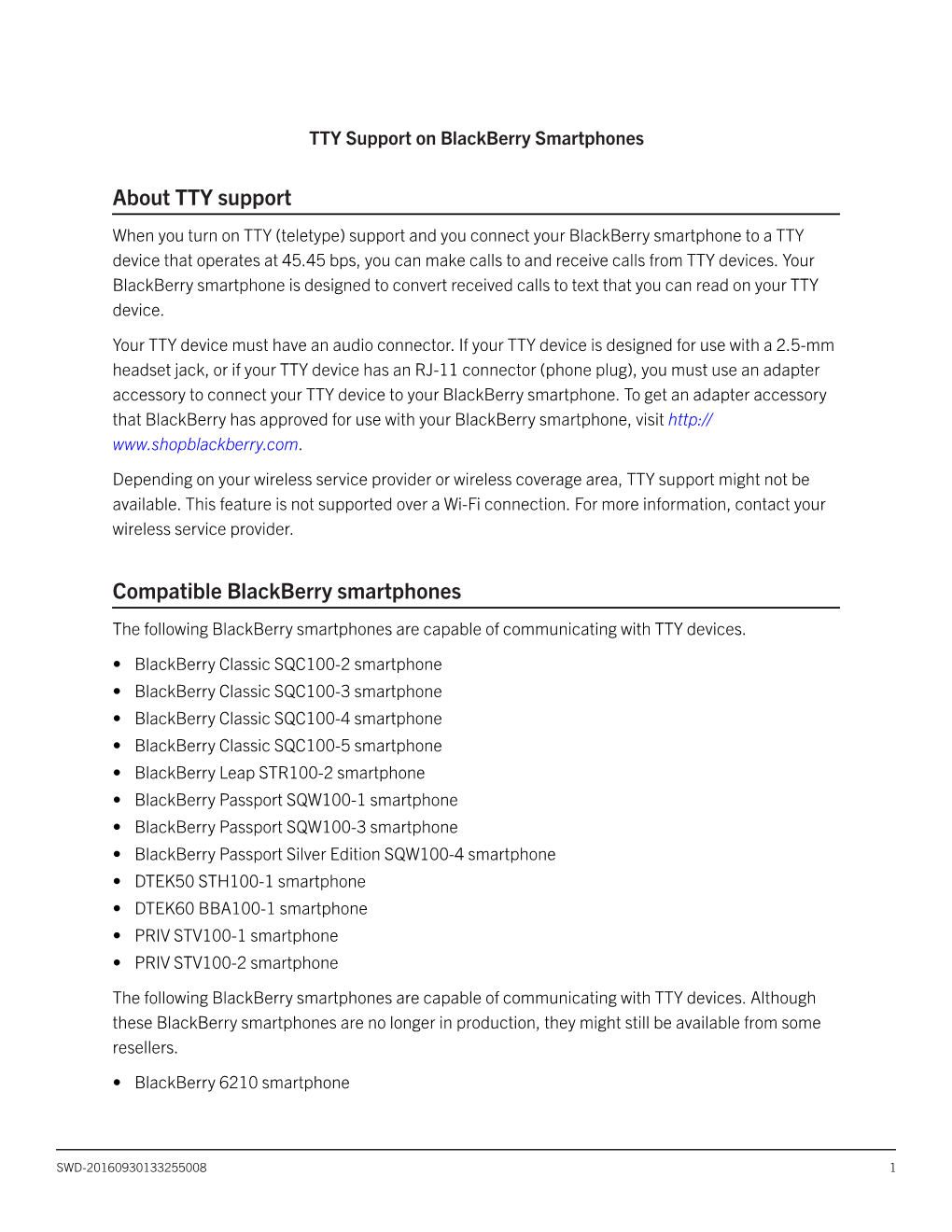 TTY Support on Blackberry Smartphones