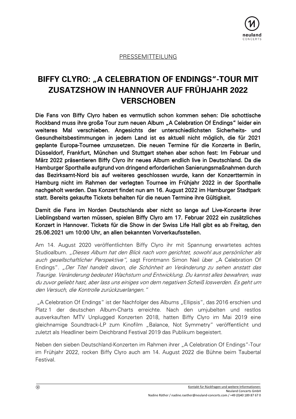 Biffy Clyro: „A Celebration of Endings“-Tour Mit Zusatzshow in Hannover Auf Frühjahr 2022 Verschoben