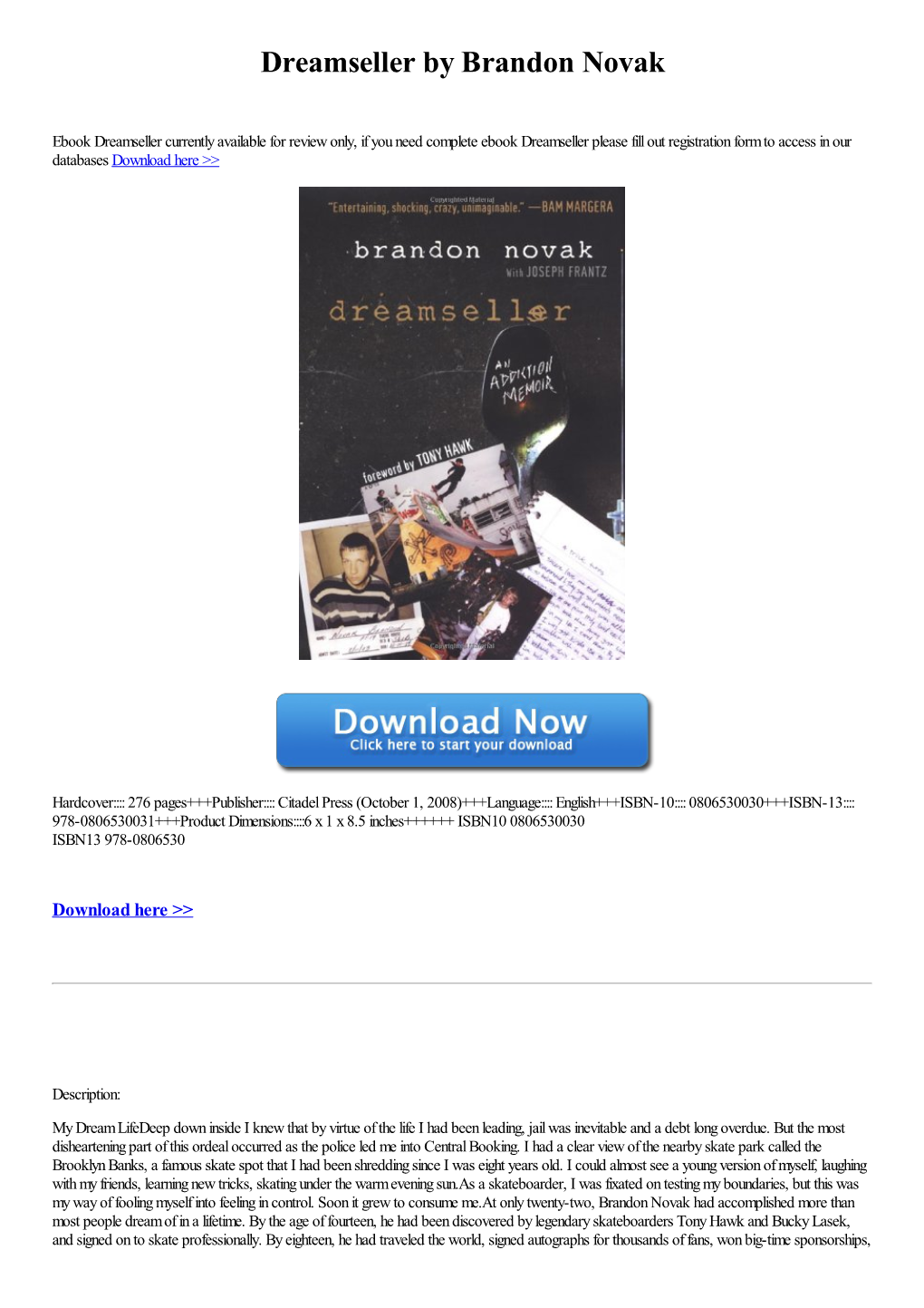 Download Ebook Dreamseller by Brandon Novak