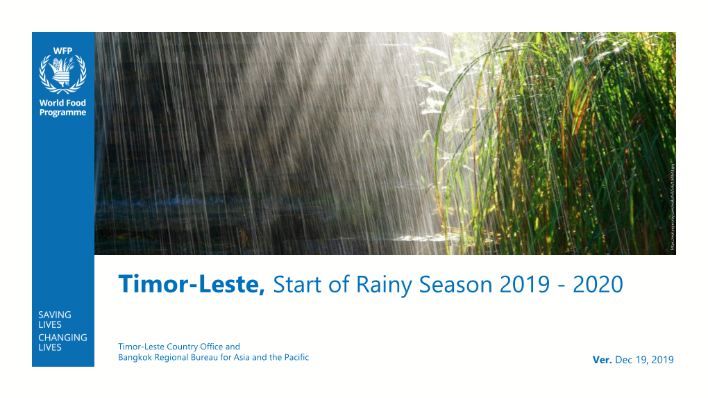 Timor-Leste, Start of Rainy Season 2019 - 2020