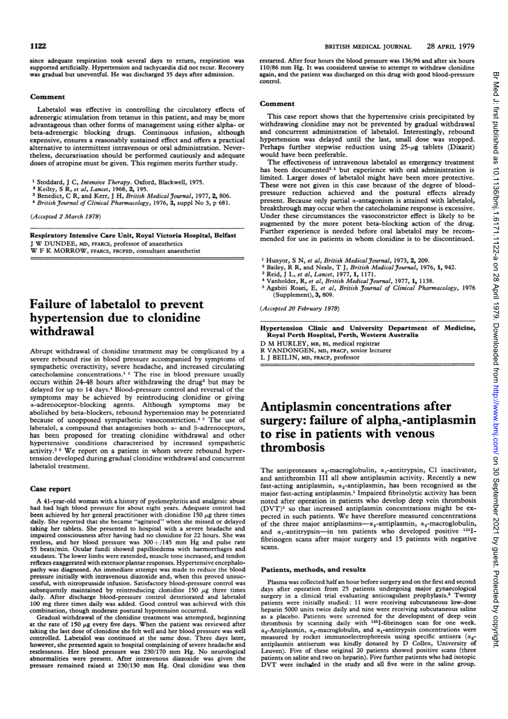 Failure of Labetalol to Prevent Hypertension Due to Clonidine