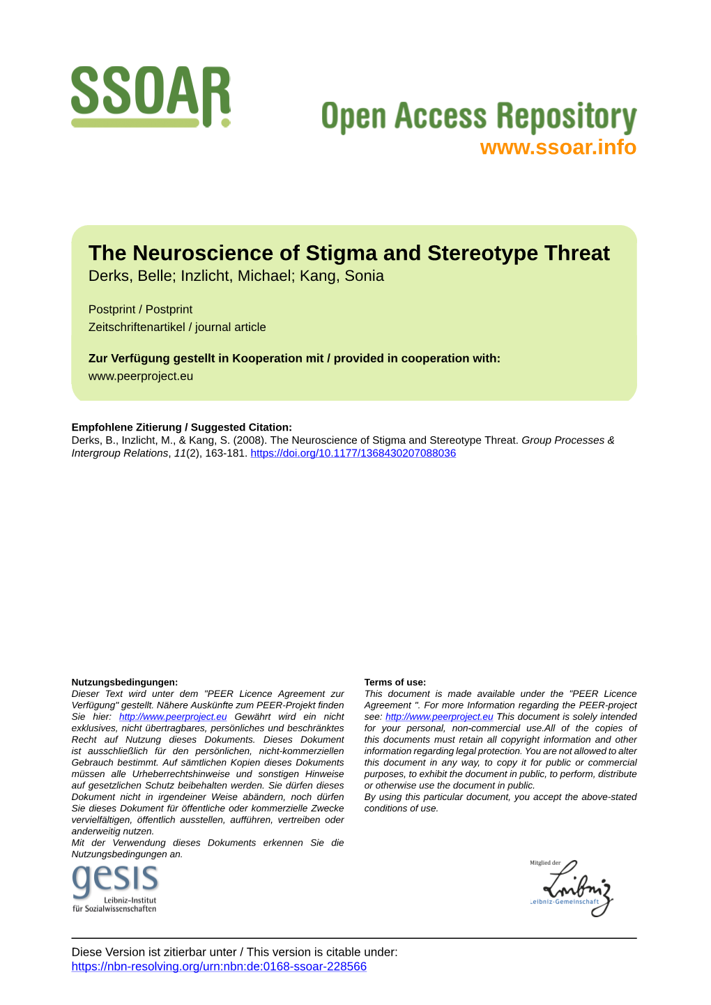 The Neuroscience of Stigma and Stereotype Threat Derks, Belle; Inzlicht, Michael; Kang, Sonia