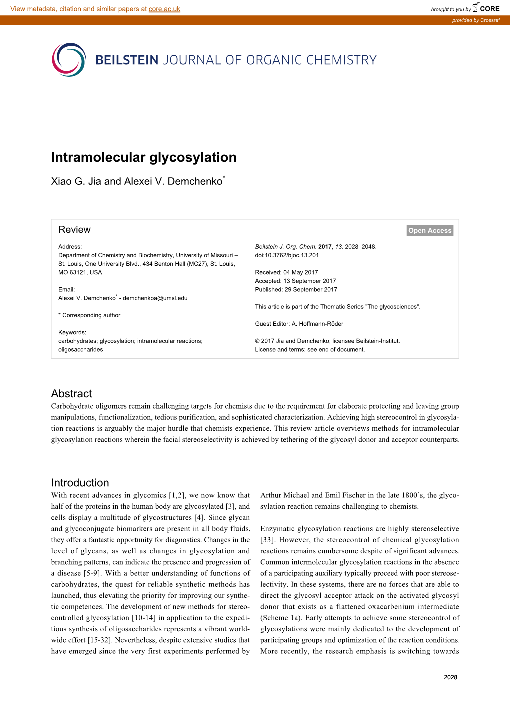 Intramolecular Glycosylation