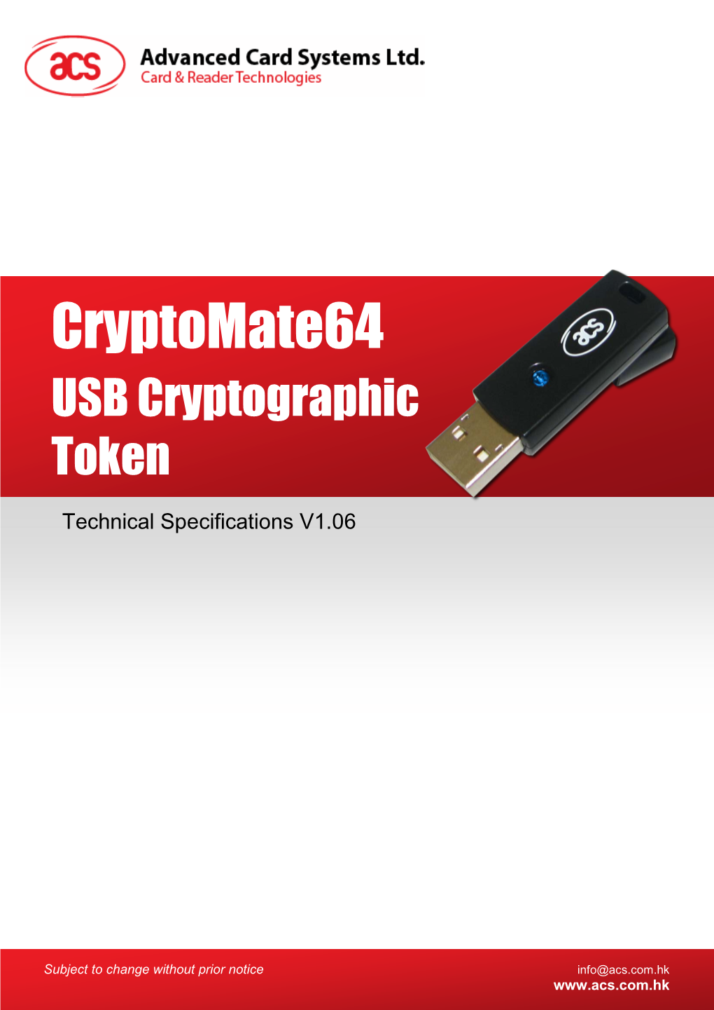 Technical Specification of Cryptomate64 USB Cryptographic