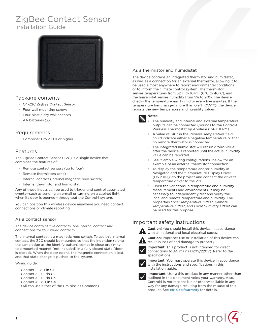 Zigbee Contact Sensor Installation Guide