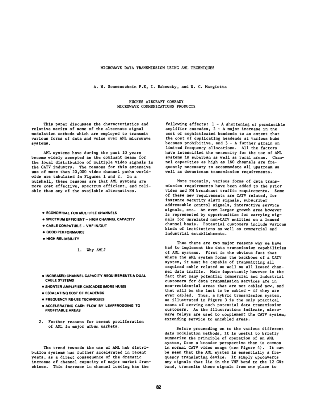 Microwave Data Transmission Using Aml Techniques A. H