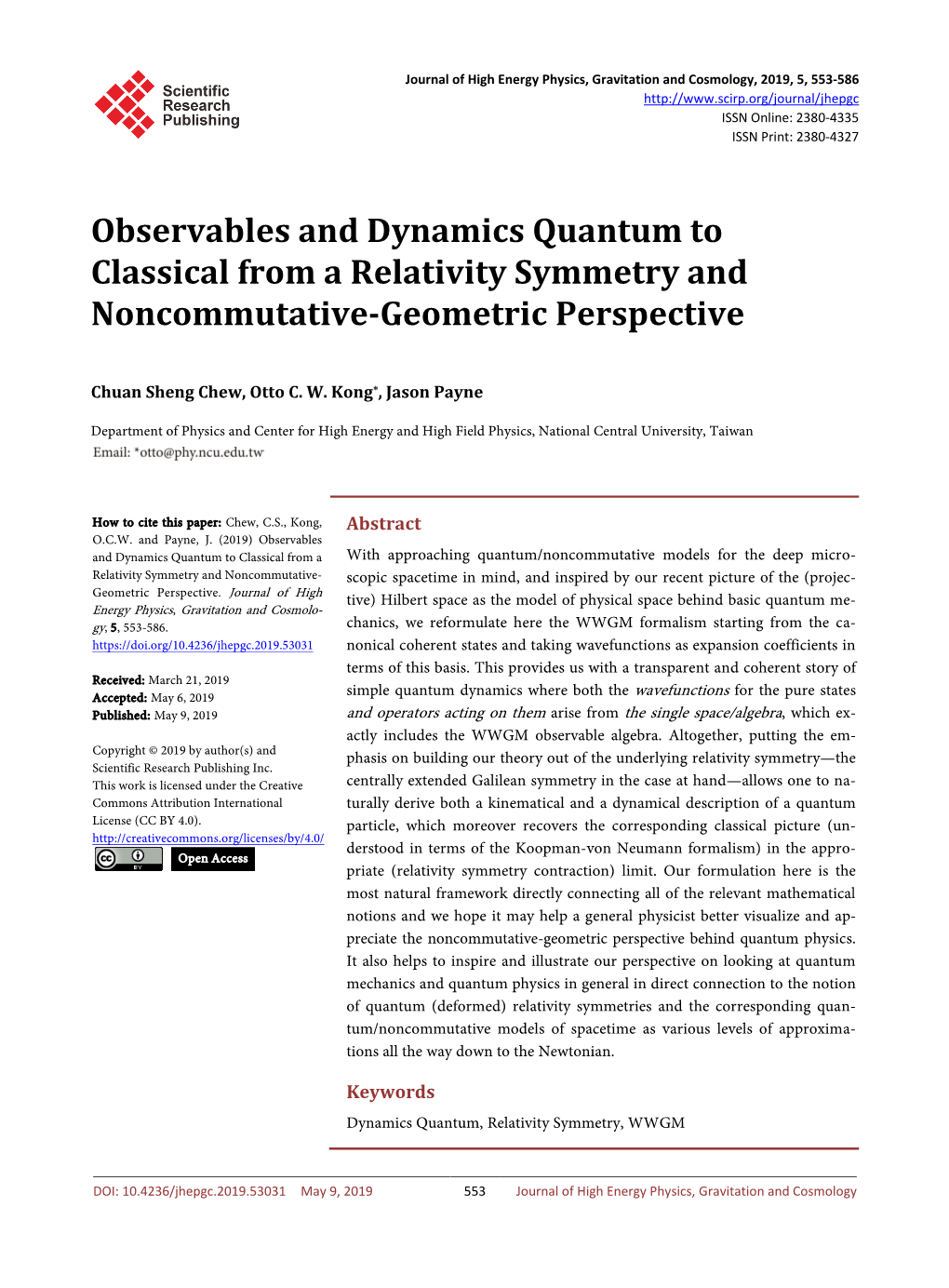 Observables and Dynamics Quantum to Classical from a Relativity Symmetry and Noncommutative-Geometric Perspective