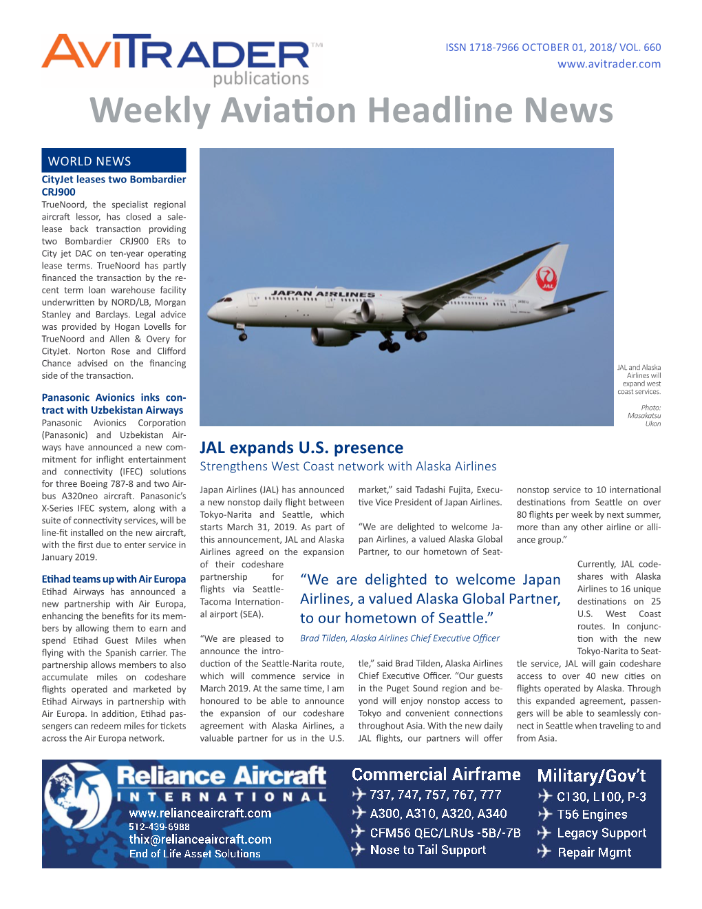 Weekly Aviation Headline News