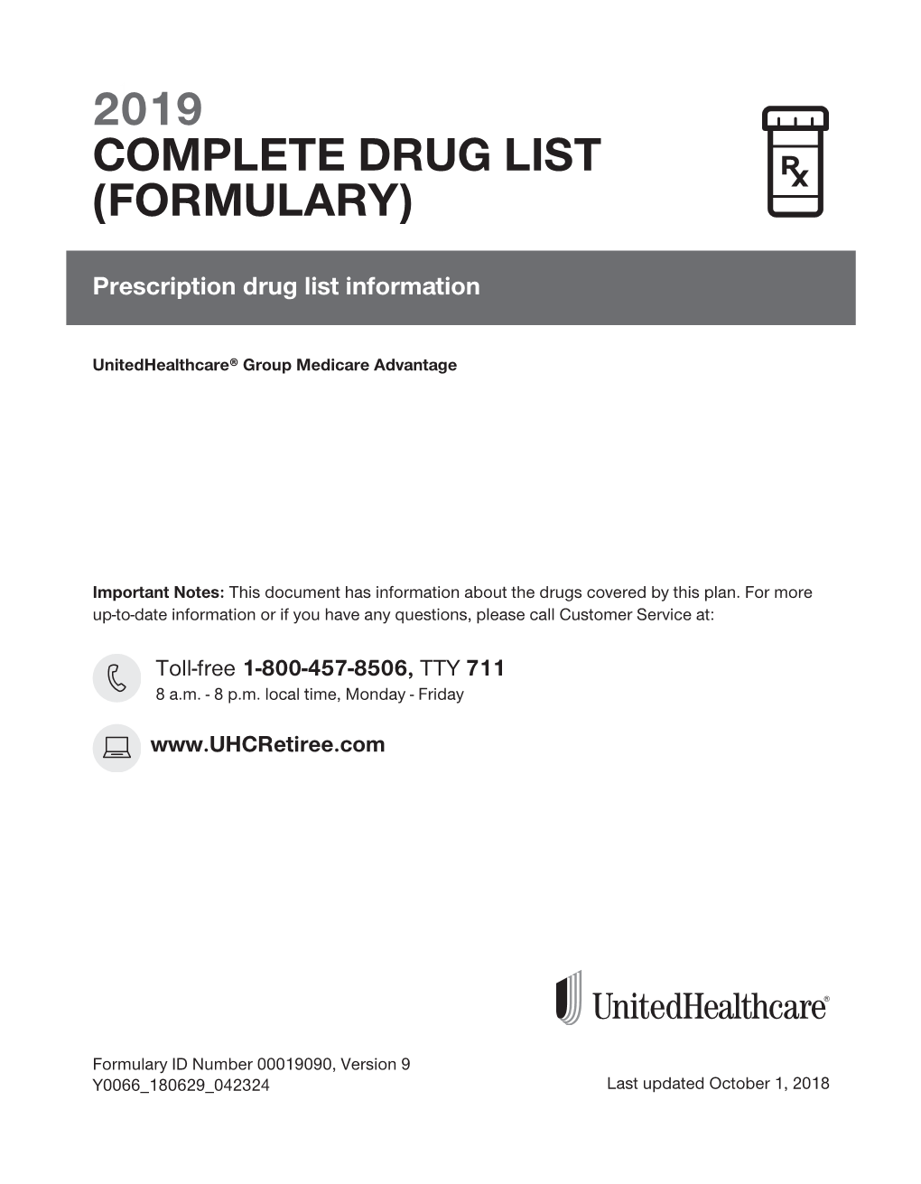 2019 Complete Drug List (Formulary)